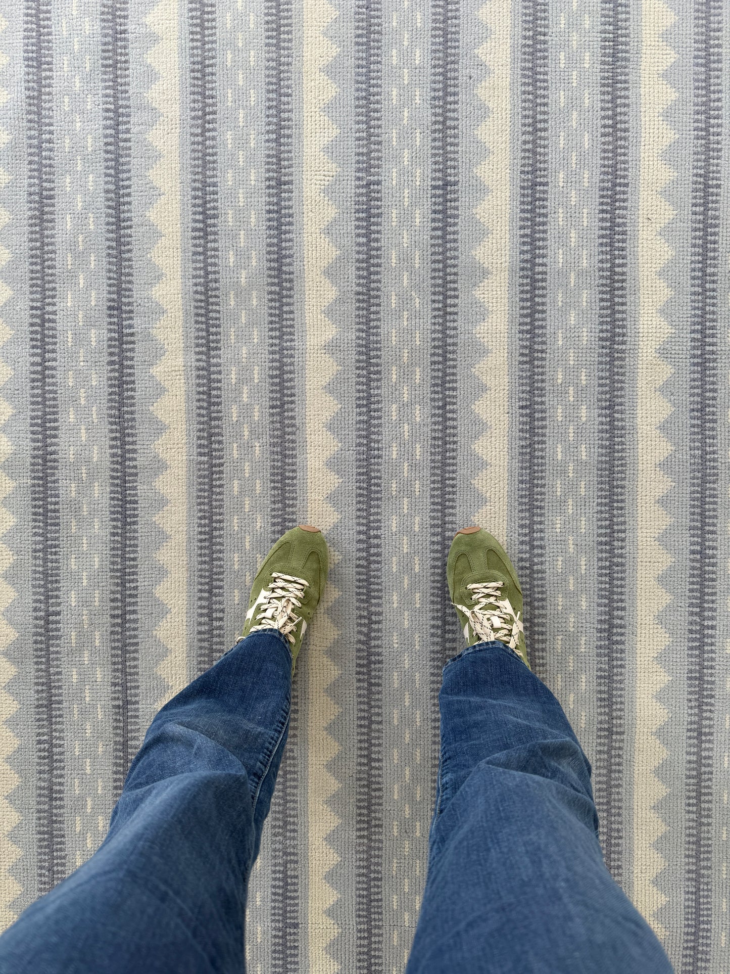 Locust Lane x Chasing Paper | Heritage Stripe Blue Modern Oushak Rug