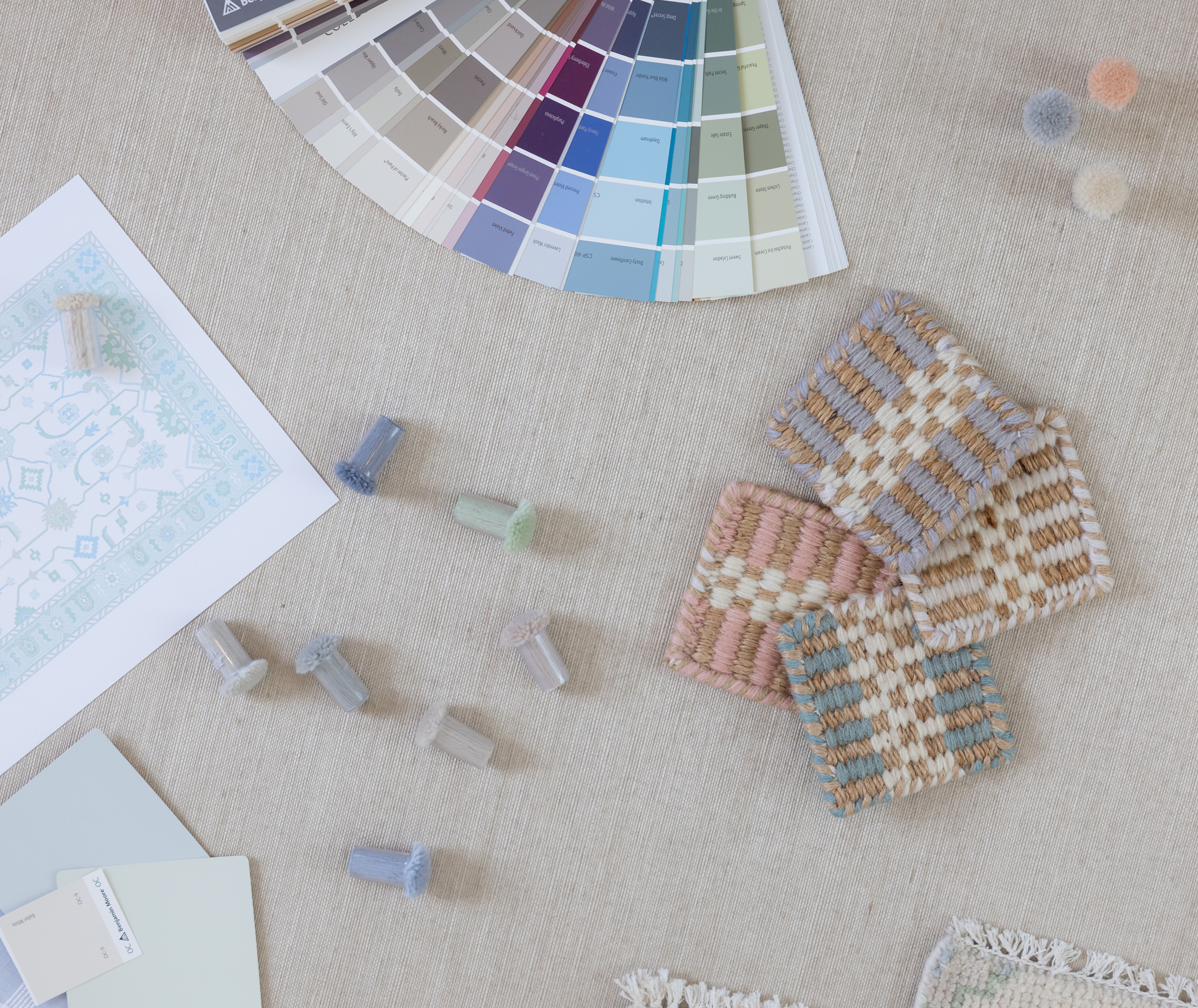 We match our wool threads to Benjamin Moore paint colors.