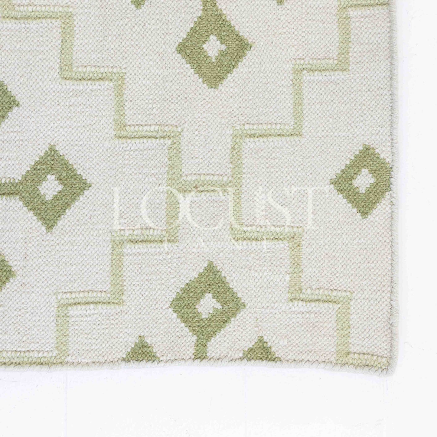 Pistachio Green Flatweave Dhurrie Rug