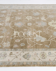 Pecan brown, cream and muted tones hand knotted rug