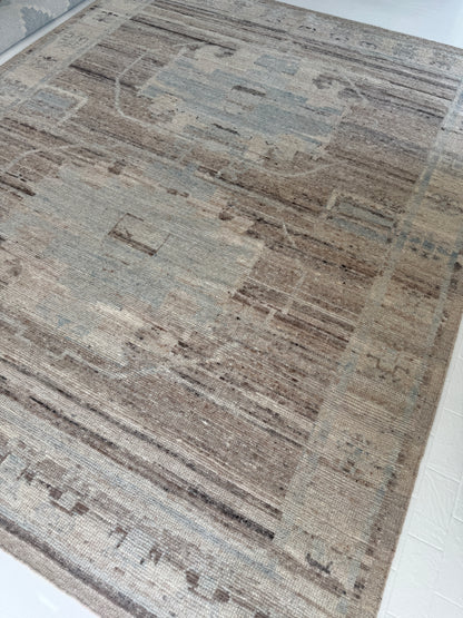 Distressed with Hints of Blue Modern Oushak Rug