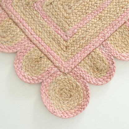 Light Pink Scalloped Jute Mini Rug