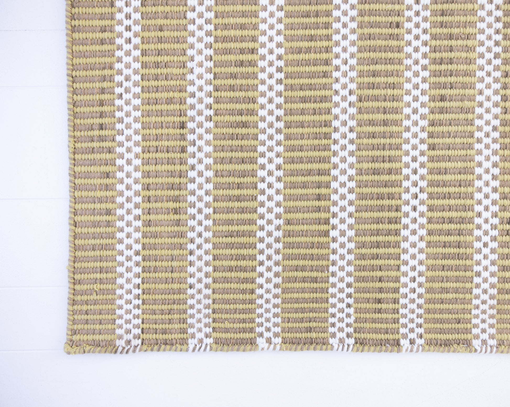 Handwoven jute and wool rug with olive green, ivory, and sand stripes – Martini Olive Jute & Wool Rug by Locust Lane Rugs