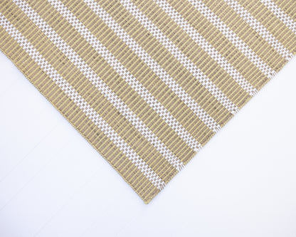 Handwoven jute and wool rug with olive green, ivory, and sand stripes – Martini Olive Jute & Wool Rug by Locust Lane Rugs