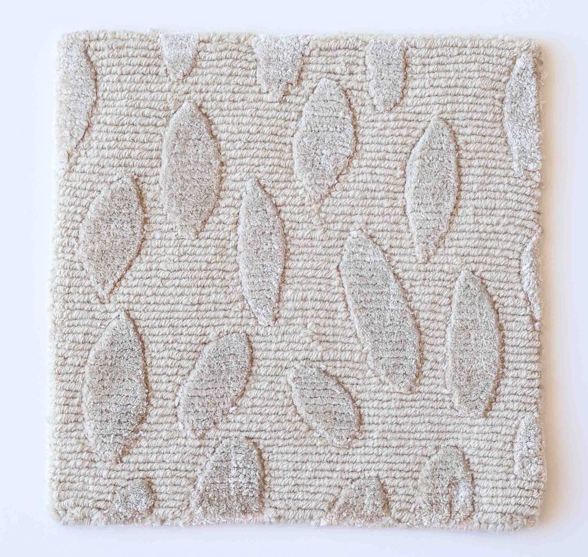 Handknotted wool and silk rug sample in champagne and ivory with geometric texture – Jane Rug Sample by Locust Lane Rugs