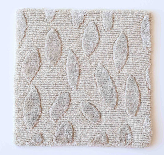 Handknotted wool and silk rug sample in champagne and ivory with geometric texture – Jane Rug Sample by Locust Lane Rugs