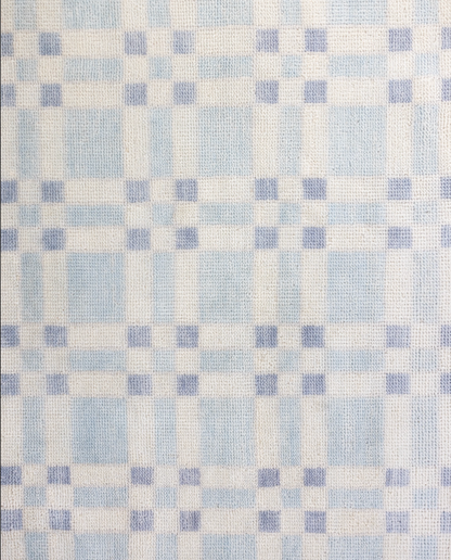 Checkered pattern with blue and white squares