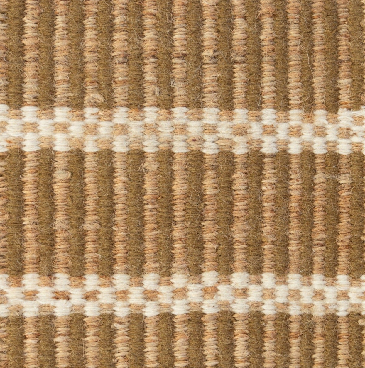Handwoven jute and wool rug with ochre brown, ivory, and natural stripes – Ochre Brown Jute & Wool Rug by Locust Lane Rugs
