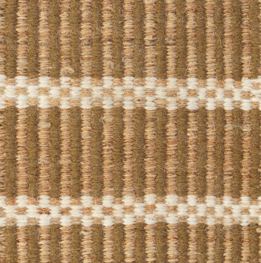 Handwoven jute and wool rug with ochre brown, ivory, and natural stripes – Ochre Brown Jute & Wool Rug by Locust Lane Rugs