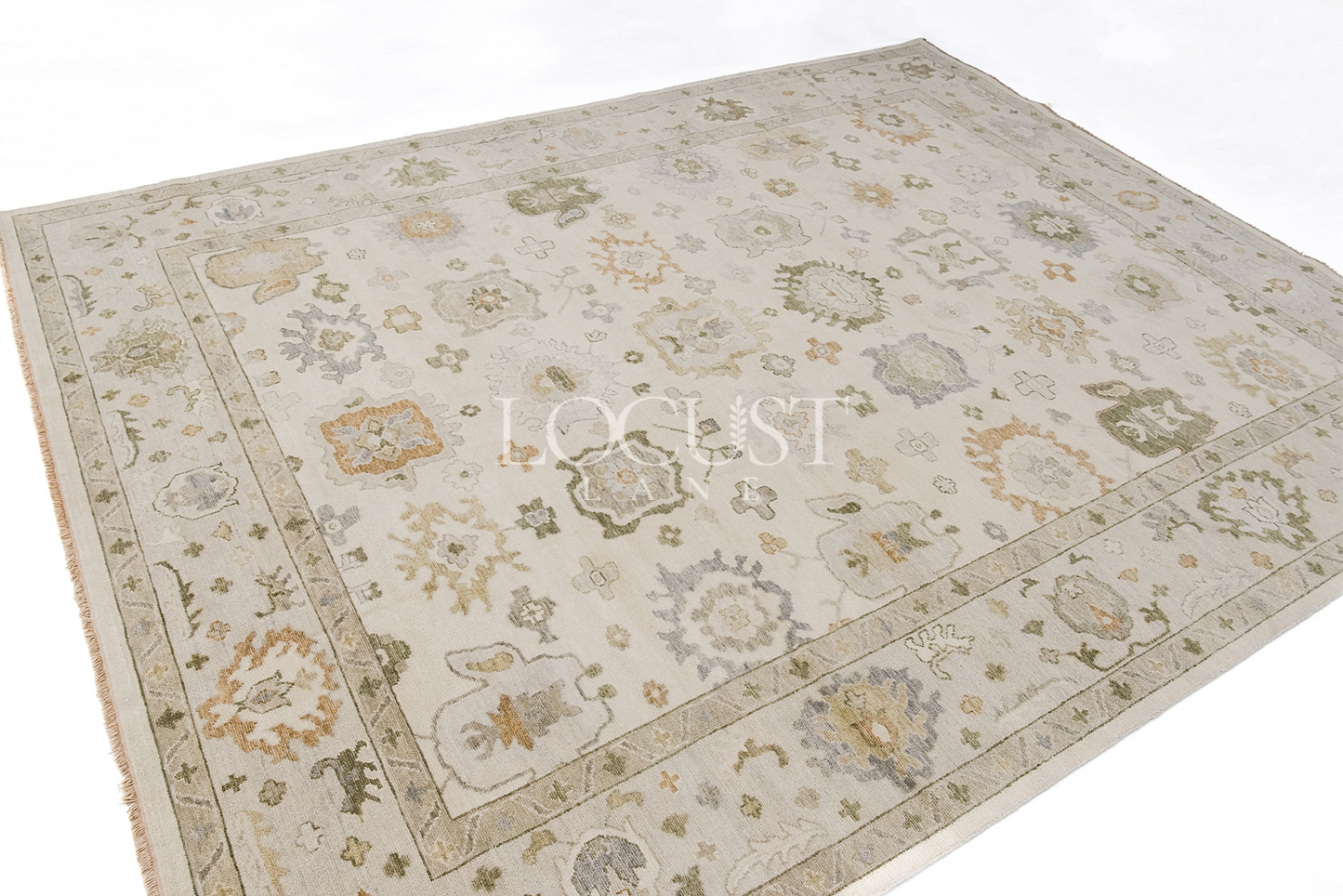 neutral with warm tones hand knotted rug 