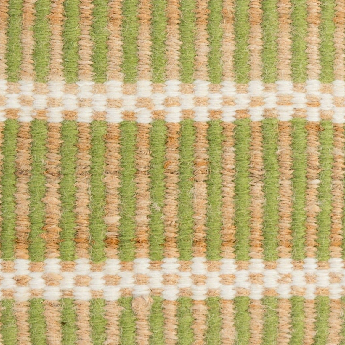 Handwoven jute and wool rug with green, ivory, and natural stripes – Pea Green Jute & Wool Rug by Locust Lane Rugs