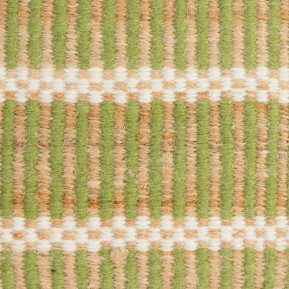 Handwoven jute and wool rug with green, ivory, and natural stripes – Pea Green Jute & Wool Rug by Locust Lane Rugs