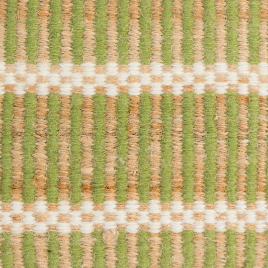 Handwoven jute and wool rug with green, ivory, and natural stripes – Pea Green Jute & Wool Rug by Locust Lane Rugs