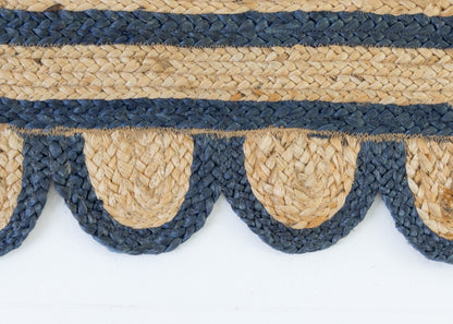 Navy Scalloped Jute Mini Rug