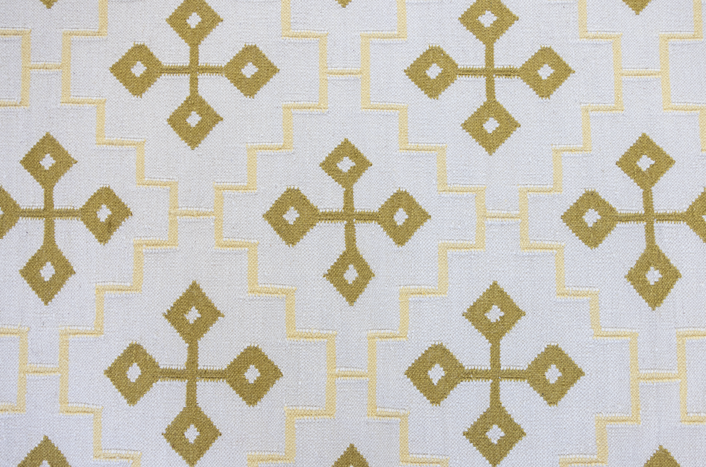 Butter Yellow Cross Flatweave Dhurrie Rug