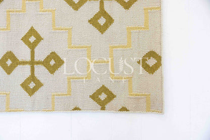Butter Yellow Cross Flatweave Dhurrie Rug