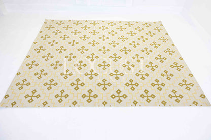 Butter Yellow Cross Flatweave Dhurrie Rug