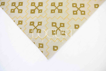 Butter Yellow Cross Flatweave Dhurrie Rug