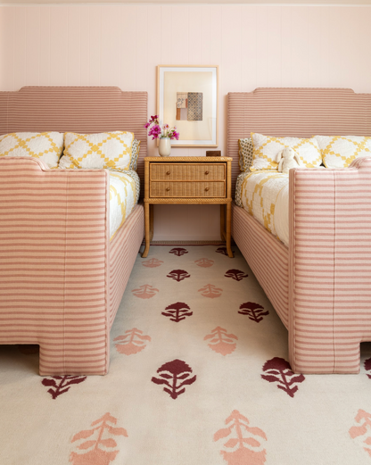 Locust Lane x Chasing Paper |Cottage Floral Maroon & Pink Flatweave Rug