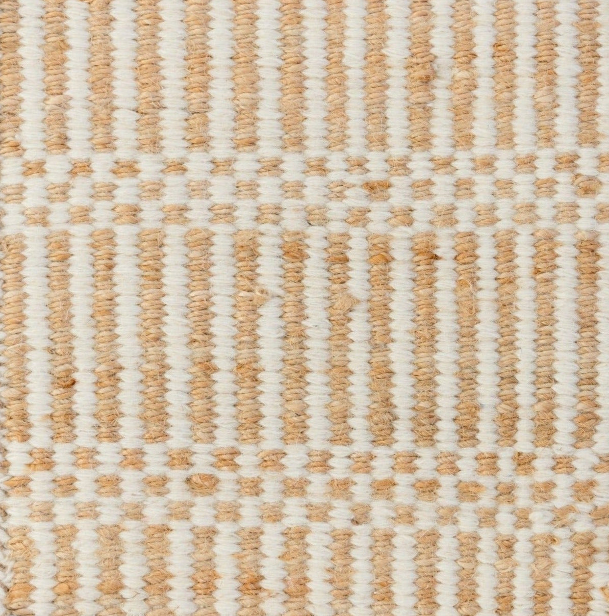 Handwoven jute and wool rug in ivory and natural tones with soft stripe pattern – Cotton White Jute & Wool Rug by Locust Lane Rugs