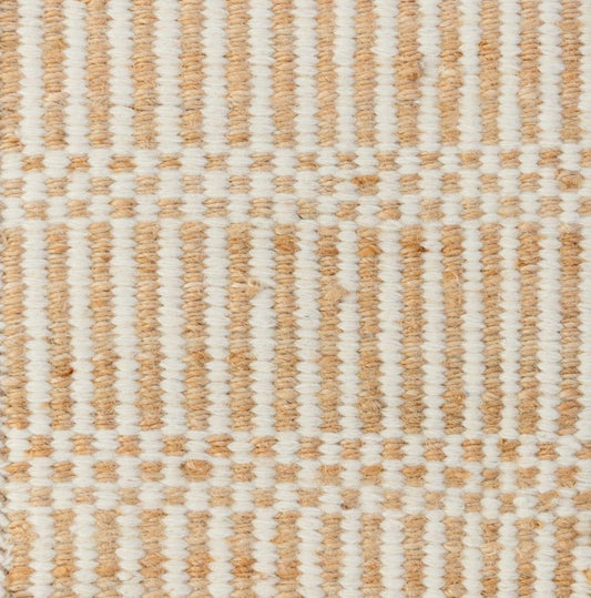 Handwoven jute and wool rug in ivory and natural tones with soft stripe pattern – Cotton White Jute & Wool Rug by Locust Lane Rugs