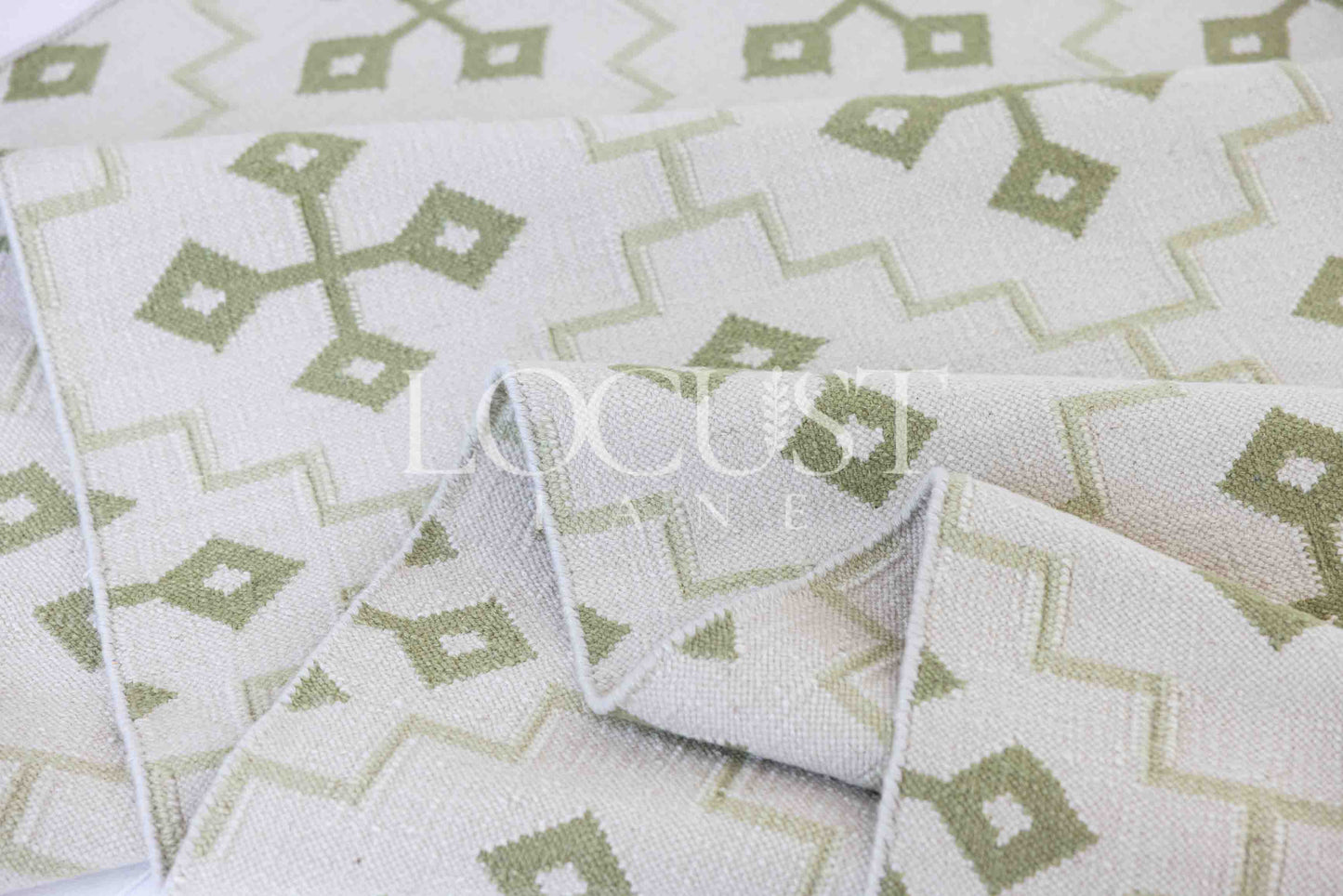 Pistachio Green Flatweave Dhurrie Rug