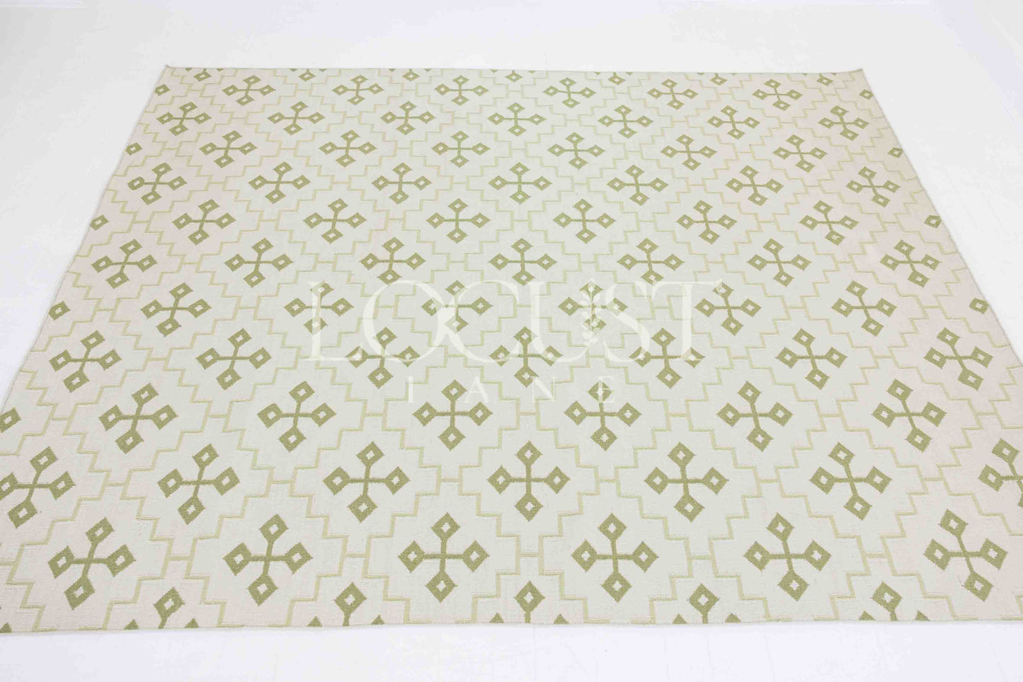 Pistachio Green Flatweave Dhurrie Rug