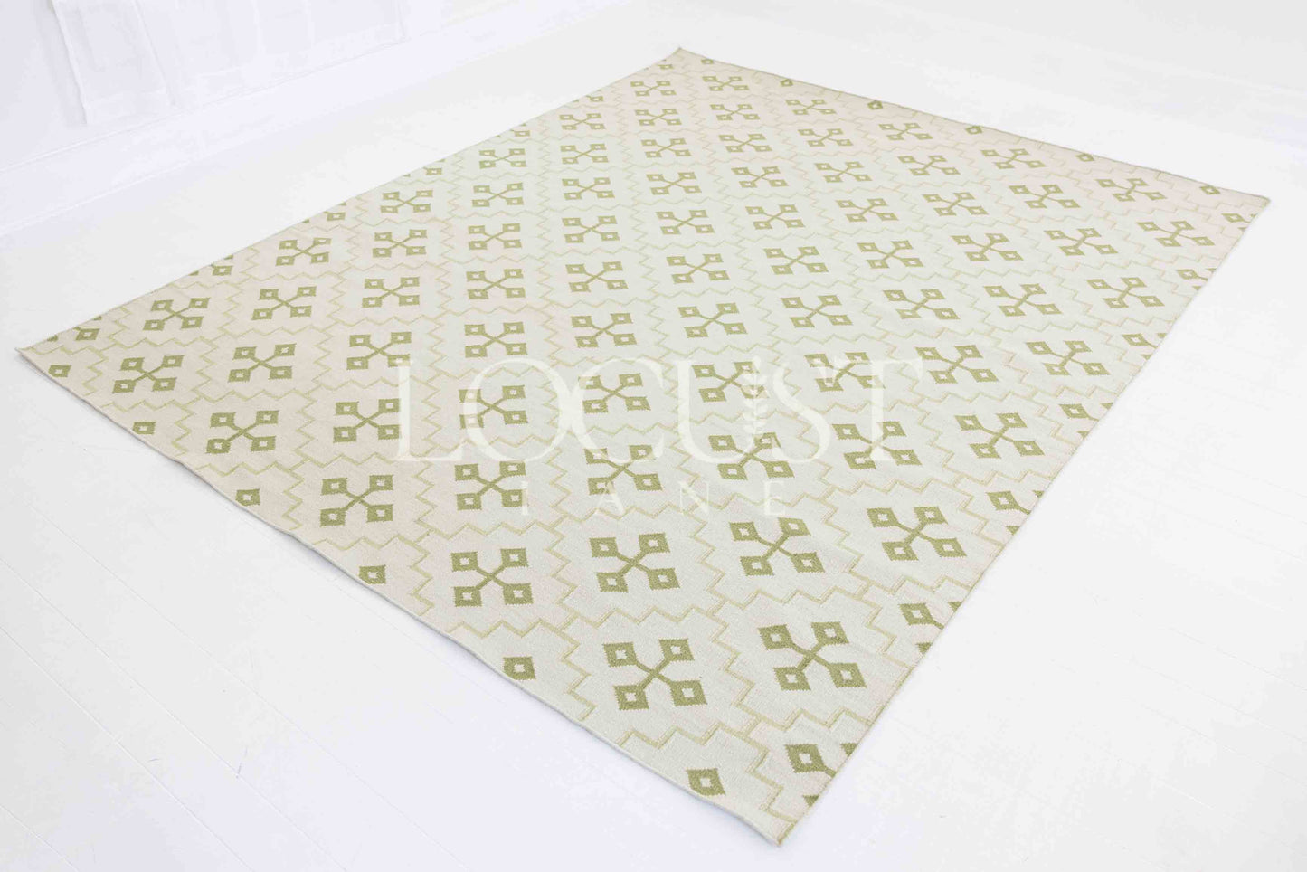 Pistachio Green Flatweave Dhurrie Rug