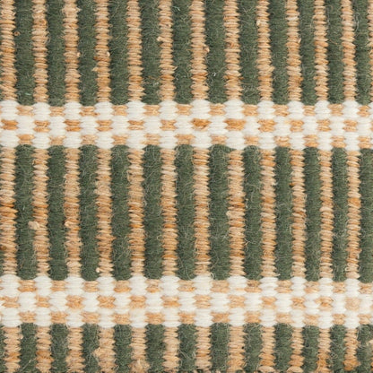 Handwoven jute and wool rug with holiday green, ivory, and natural stripes – Holiday Green Jute & Wool Rug by Locust Lane Rugs