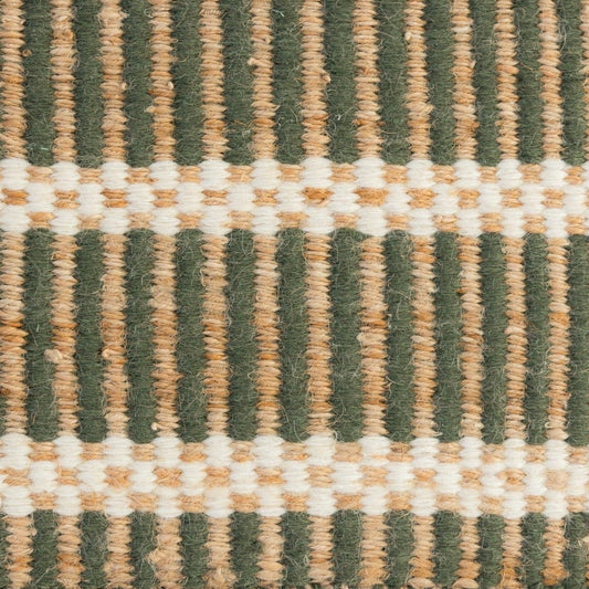 Handwoven jute and wool rug with holiday green, ivory, and natural stripes – Holiday Green Jute & Wool Rug by Locust Lane Rugs