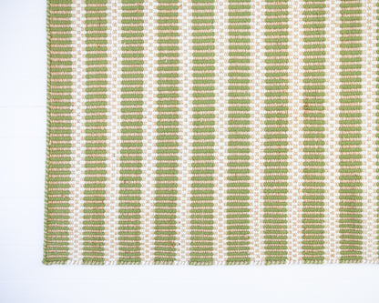 Handwoven jute and wool rug with green, ivory, and natural stripes – Pea Green Jute & Wool Rug by Locust Lane Rugs