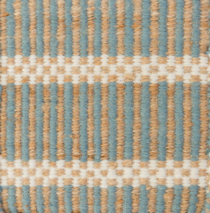 Handwoven jute and wool rug with sea blue, ivory, and natural stripes – Sea Blue Jute & Wool Rug by Locust Lane Rugs