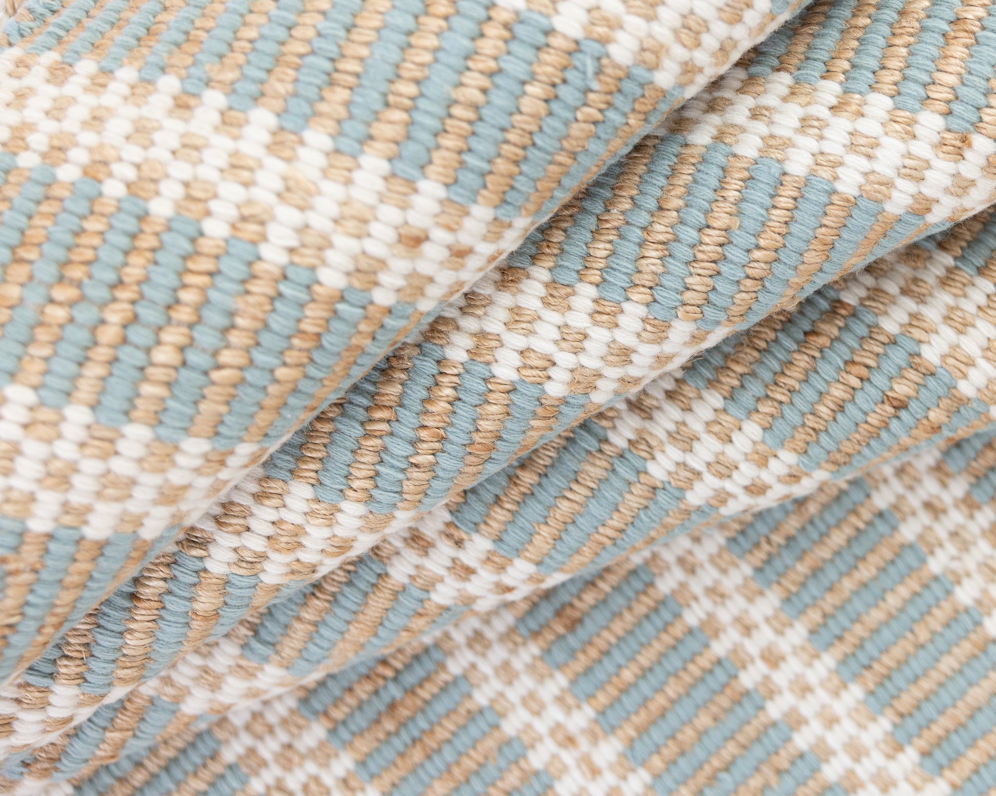 Handwoven jute and wool rug with sea blue, ivory, and natural stripes – Sea Blue Jute & Wool Rug by Locust Lane Rugs