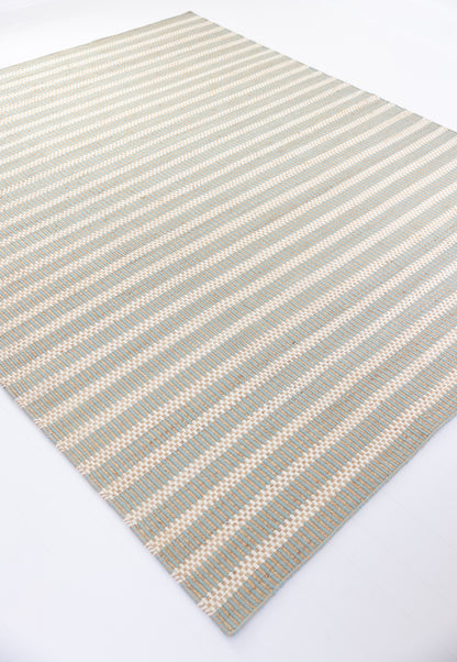 Handwoven jute and wool rug with sea blue, ivory, and natural stripes – Sea Blue Jute & Wool Rug by Locust Lane Rugs