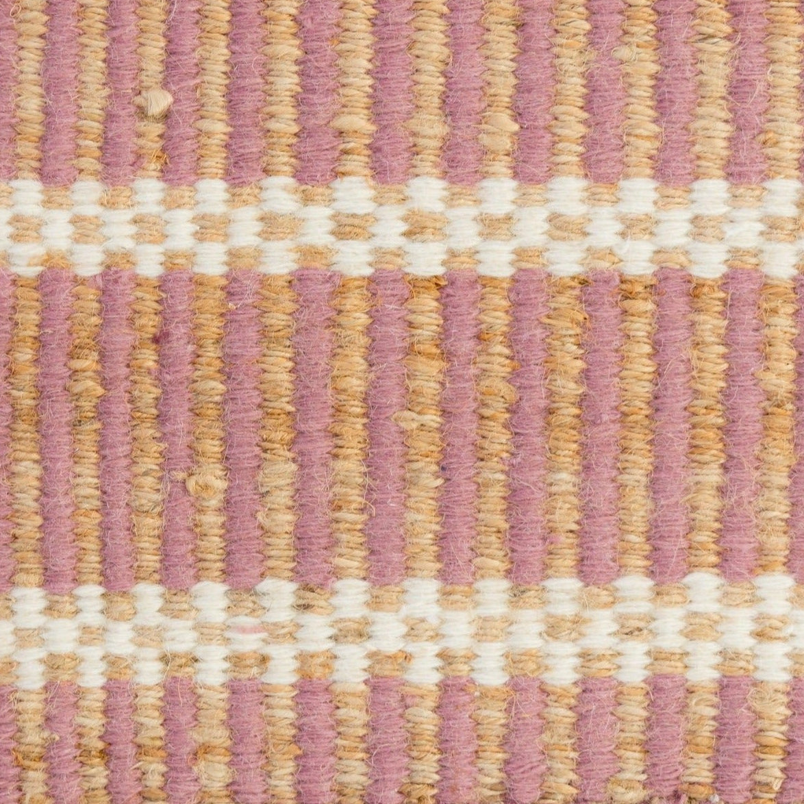 Handwoven jute and wool rug with blush pink, ivory, and natural stripes – Watermelon Jute & Wool Rug by Locust Lane Rugs