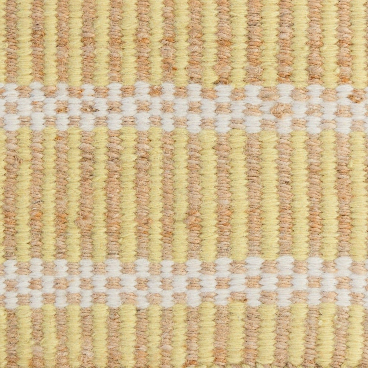 Handwoven jute and wool rug with yellow, ivory, and natural stripes – Daffodil Yellow Jute & Wool Rug by Locust Lane Rugs