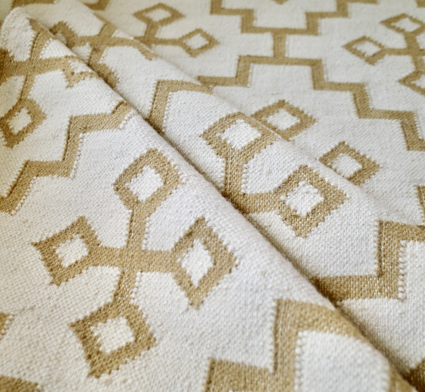Gold Cross Flatweave Dhurrie Rug